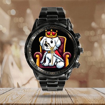 Discover Great Pyrenees King Funny Dog Royalty Baseball Tees Calendar Steel Band Watch