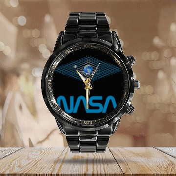 Discover Lacrosse Gift NASA Gravity Earth Moon Worm Logo Calendar Steel Band Watch