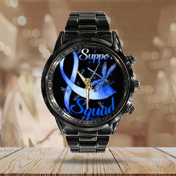 Discover T1D Warrior Support Squad diabetess Awareness Dragonfly Calendar Steel Band Watch