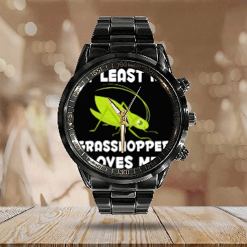 Discover My Grasshopper Loves Me Funny Insect Collector Calendar Steel Band Watch