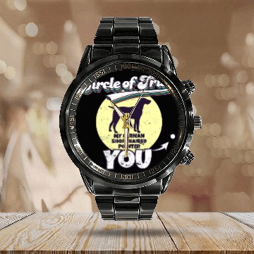 Discover Circle Of Trust German Shorthaired Pointer Zip Calendar Steel Band Watch
