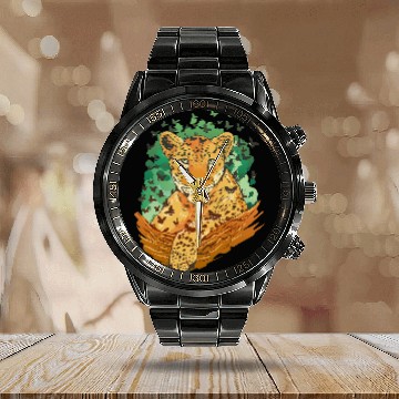 Discover Leopard And Butterflies Butterfly Wings Flying Insect Bug Baseball Tees Calendar Steel Band Watch