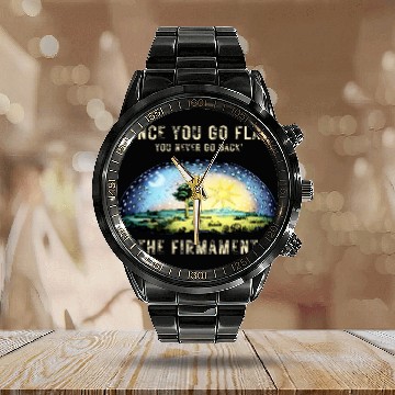 Discover Flat earth model with dome 2Firmament flat earth 21 Calendar Steel Band Watch