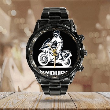 Discover Enduro Motorcycle Biker Freedom Calendar Steel Band Watch