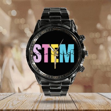 Discover Stem Squad Science Technology Engineering Math 2Steminist Calendar Steel Band Watch