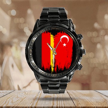 Discover Turkey Germany Flag Calendar Steel Band Watch