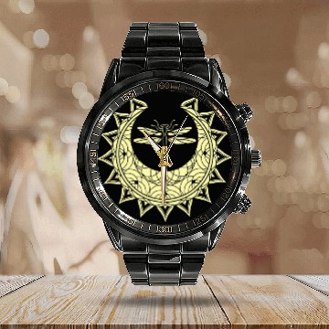 Discover Stargazer Mystical Wicca Insect Dragonfly Crescent Moon Calendar Steel Band Watch