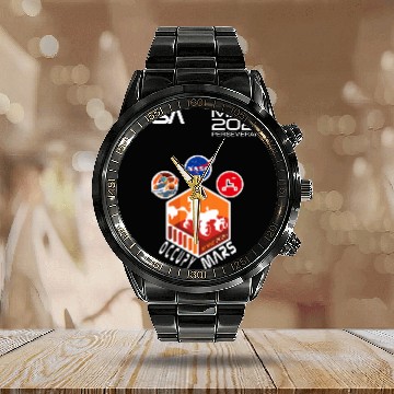 Discover Lacrosse Gift NASA Mars 2Perseverance Occupy Insignia Worm Logo Calendar Steel Band Watch