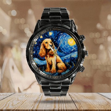 Discover Cocker Spaniel Starry Night For Dog Mom Dog Dad Calendar Steel Band Watch
