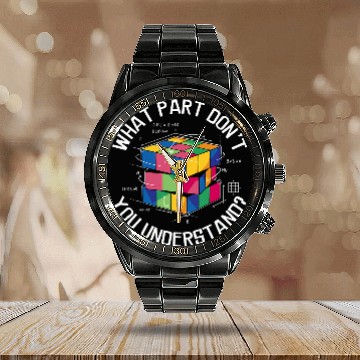 Discover Math Speed Cubing Puzzle lover Cube Colorful vintages Cube Baseball Tees Calendar Steel Band Watch