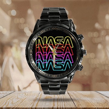 Discover Lacrosse Gift NASA Rainbow Repeat Word Worm Logo Baseball Tees Calendar Steel Band Watch