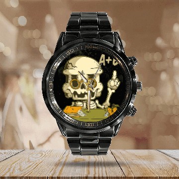 Discover Teacher Skeletons Math Halloween Back to School Baseball Tees Calendar Steel Band Watch