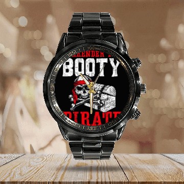Discover Surrender The Booty Pirate Lover Caribbean Buccaneer Baseball Tees Calendar Steel Band Watch
