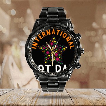 Discover Colorful Pattern Star September International Dot Day 1 Calendar Steel Band Watch