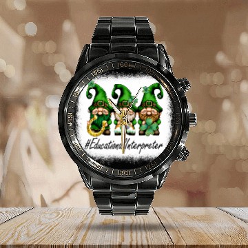 Discover Educational Interpreter Lucky Women Gnomes St Patricks Day Calendar Steel Band Watch