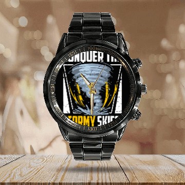 Discover Meteorologist Storm Chasing Storm Hunter Tornado Chaser Calendar Steel Band Watch