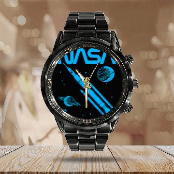 Discover Lacrosse Gift NASA Artemis SLS Space Launch System Worm Logo 22 Calendar Steel Band Watch