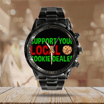 Discover Baking Support Your Local Cookie dealers Cookie Calendar Steel Band Watch
