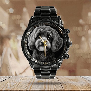Discover Cavapoo Dog Cavalier King Charles and Poodle dog 1 Calendar Steel Band Watch
