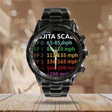 Discover Enhanced Fujita Scale Tornado Meteorologist Storm Chasing Zip Calendar Steel Band Watch
