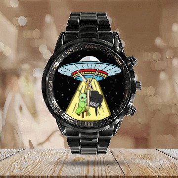Discover Ufo Abduction Grasshopper Piano Player 21 Calendar Steel Band Watch