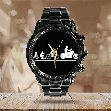 Discover Evolution Motorcycle Biker Gift Calendar Steel Band Watch