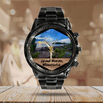 Discover Grand Marais Minnesota Artist Point 1 Baseball Tees Calendar Steel Band Watch