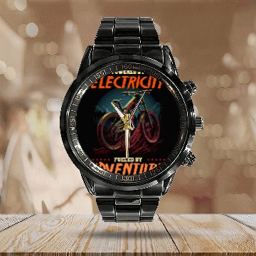 Discover Powered By Electricity Fueled By Adventure EBiker Calendar Steel Band Watch