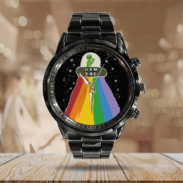 Discover Mens ALIEN GYM DAD Calendar Steel Band Watch