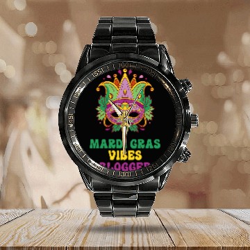 Discover Blogger Mardi Gras Vibes Zip Calendar Steel Band Watch
