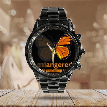 Discover Monarch Butterfly Is Endangered Respect All Our Pollinators Calendar Steel Band Watch