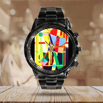 Discover Geometric Harmony Abstract Patterns on Cool Novelty Calendar Steel Band Watch