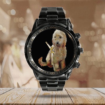 Discover Golden Doodle Dog Calendar Steel Band Watch