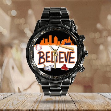 Discover Houston Baseball Believe Playoffs Calendar Steel Band Watch