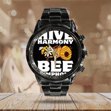 Discover Hive Harmony Bee Symphony Beekeeper Beekeeping Apiculturist Baseball Tees Calendar Steel Band Watch