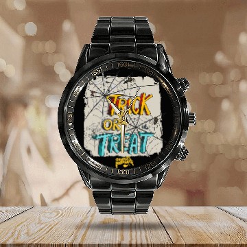 Discover Trick Or Trick Scary Spider Night Halloween Calendar Steel Band Watch