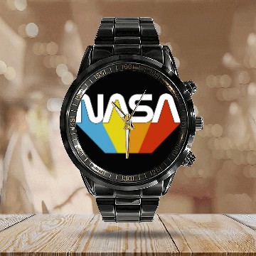 Discover Lacrosse Gift NASA Worm Logo vintages Retro Baseball Tees Calendar Steel Band Watch
