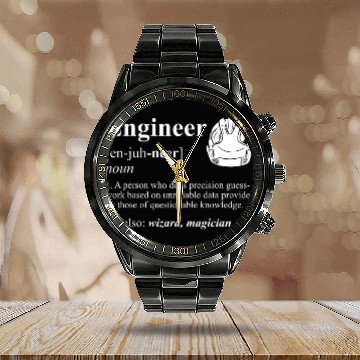 Discover Engineer Definition Wizard Magician Funny Engineer Calendar Steel Band Watch