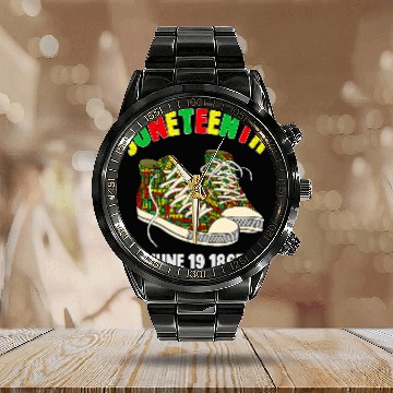 Discover Juneteenth June 19 1865 Black AfricanAmerican Independence Calendar Steel Band Watch