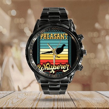 Discover Pheasant Whisperer Funny Pheasant Hunting Retro Vintage Calendar Steel Band Watch