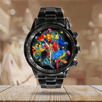 Discover Parrot Summer Daisy Flower Parrot Lover Parrot Funny Baseball Tees Calendar Steel Band Watch