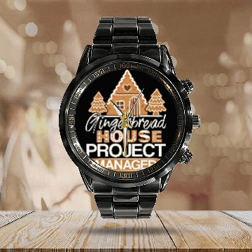 Discover Gingerbread House Project Manager Decorating Baker Christmas Calendar Steel Band Watch