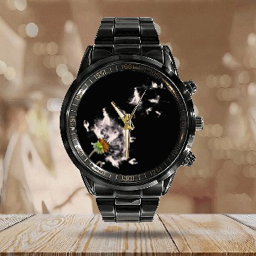 Discover Floral Dog Lover Flower Cute Dandelion Border Collie Baseball Tees Calendar Steel Band Watch