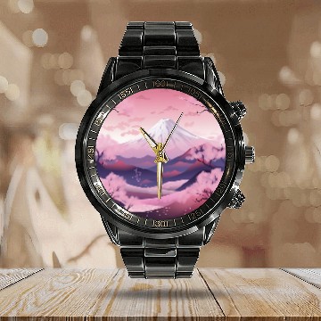 Discover Soft Symphony Peaks Pastel Blossom Ballet on Mountain Canva Baseball Tees Calendar Steel Band Watch