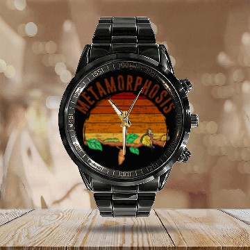Discover Metamorphosis Entomology Insect Lover Cute Retro Butterfly Baseball Tees Calendar Steel Band Watch