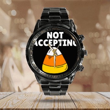 Discover Lacrosse Gift Not Accepting Candy Corn Halloween Lazy Costume Calendar Steel Band Watch Calendar Steel Band Watch