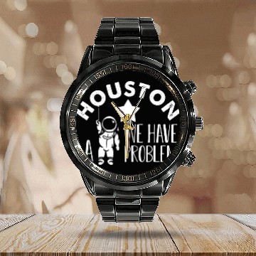 Discover Houston We Have a Problem Astronomers Astronomy Calendar Steel Band Watch