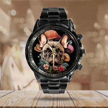 Discover Cottagecore French Bulldog Baseball Tees Calendar Steel Band Watch