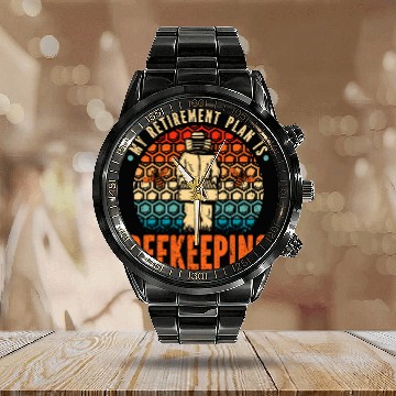 Discover Honey Beekeeping Beekeeper My Retirement Plan Is Beekeeping 3 Zip Calendar Steel Band Watch