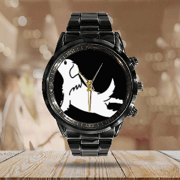 Discover Great Pyrenees Yoga Funny Dog Zip Calendar Steel Band Watch